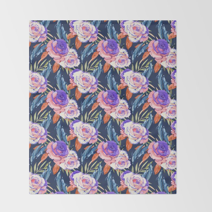 Dark landscape dolphins in the roses Throw Blanket Gallery Image 2