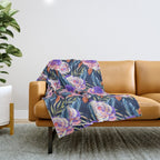 Dark landscape dolphins in the roses Throw Blanket Gallery Image 1