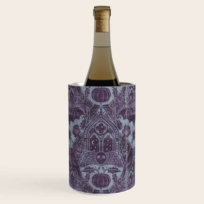 Gothic Halloween Damask - moonlight violet  Wine Chiller Gallery Image 1