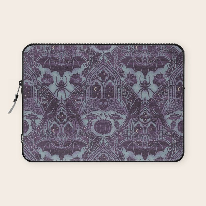 Gothic Halloween Damask - moonlight violet  Laptop Sleeve Gallery Image 1