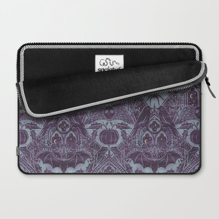 Gothic Halloween Damask - moonlight violet  Laptop Sleeve Gallery Image 2
