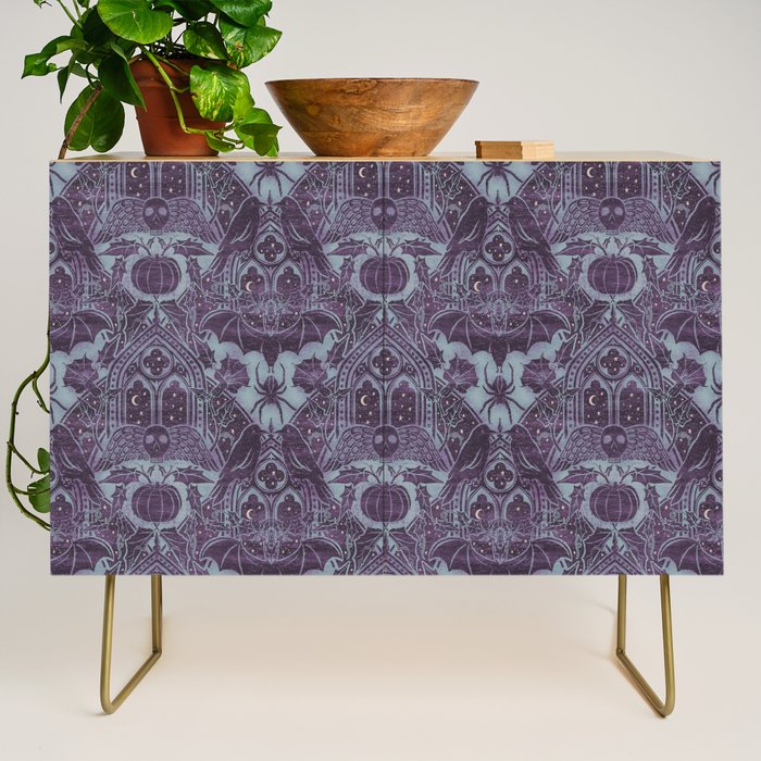 Gothic Halloween Damask - moonlight violet  Credenza Gallery Image 1