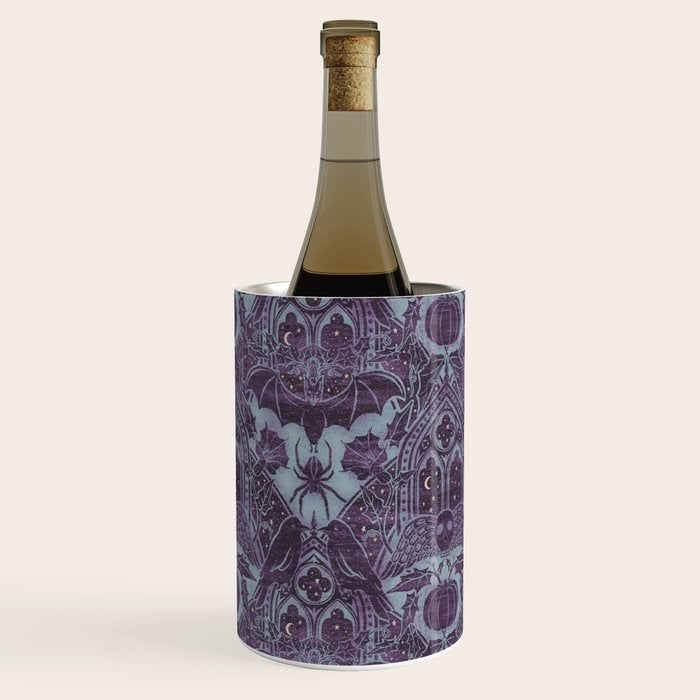 Gothic Halloween Damask - moonlight violet  Wine Chiller Gallery Image 3