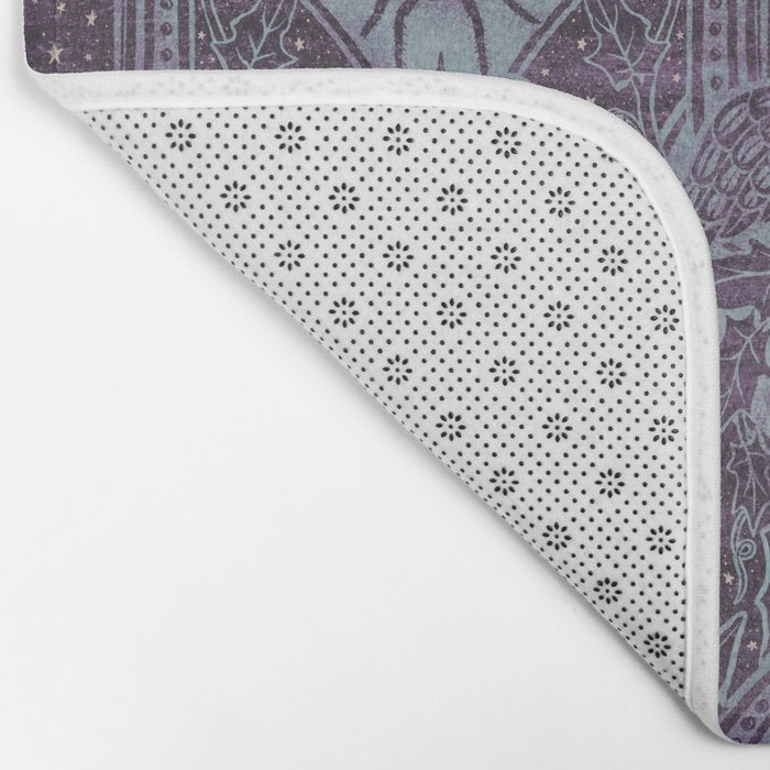 Gothic Halloween Damask - moonlight violet  Bath Mat Gallery Image 2