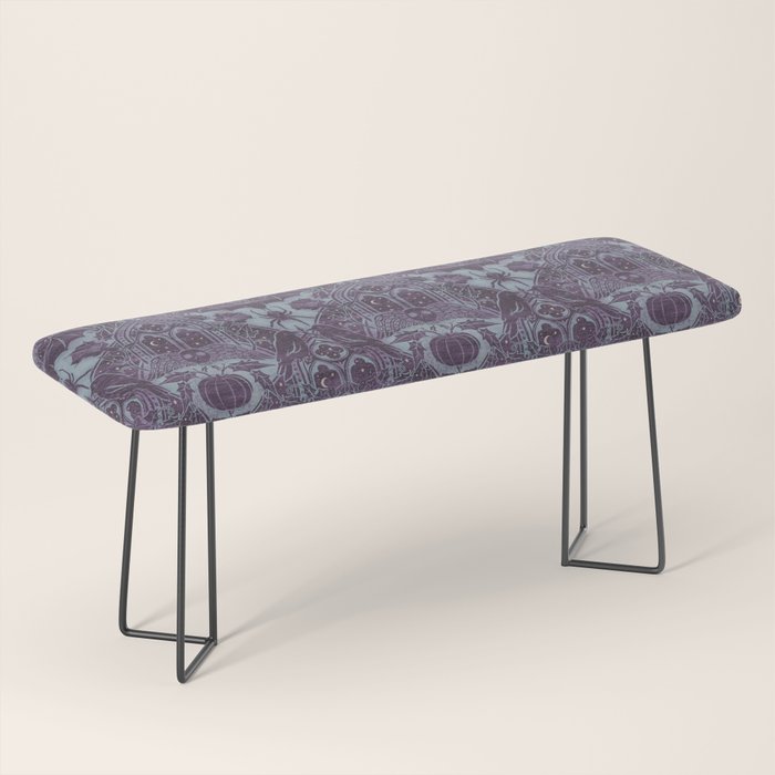 Gothic Halloween Damask - moonlight violet  Bench Gallery Image 1