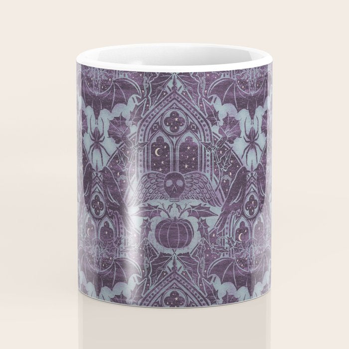 Gothic Halloween Damask - moonlight violet  Coffee Mug Gallery Image 4