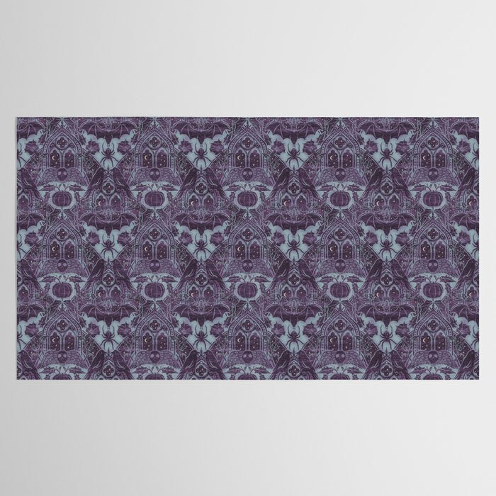 Gothic Halloween Damask - moonlight violet  Tablecloth Gallery Image 2