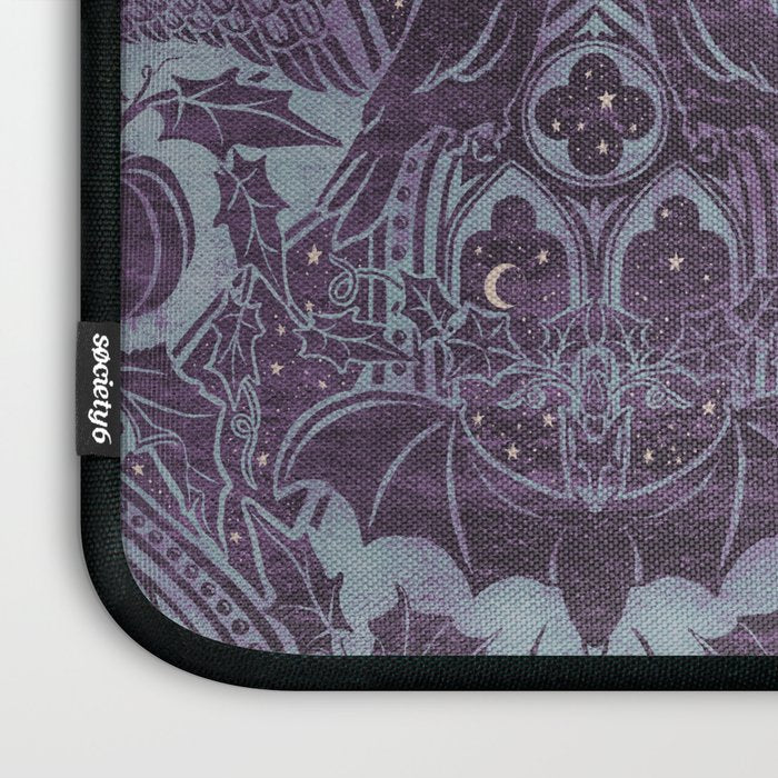 Gothic Halloween Damask - moonlight violet  Laptop Sleeve Gallery Image 3