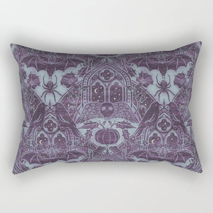 Gothic Halloween Damask - moonlight violet  Rectangular Pillow Gallery Image 2