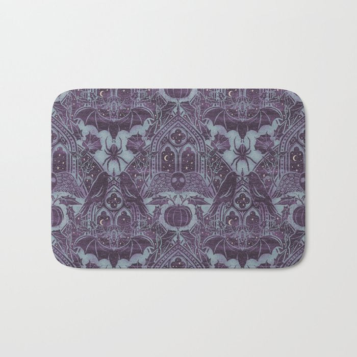 Gothic Halloween Damask - moonlight violet  Bath Mat Gallery Image 1
