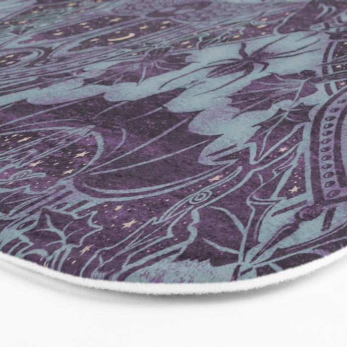 Gothic Halloween Damask - moonlight violet  Bath Mat Gallery Image 3