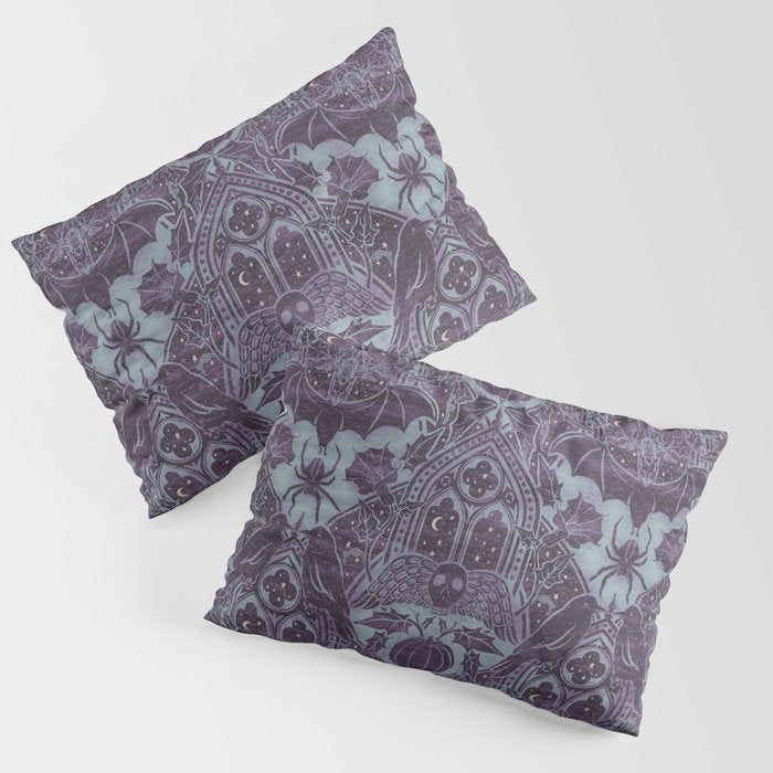 Gothic Halloween Damask - moonlight violet  Pillow Sham Gallery Image 3