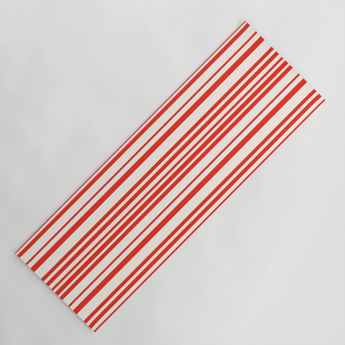 Classic Stripes I - Red & White Candy Cane Yoga Mat Gallery Image 1