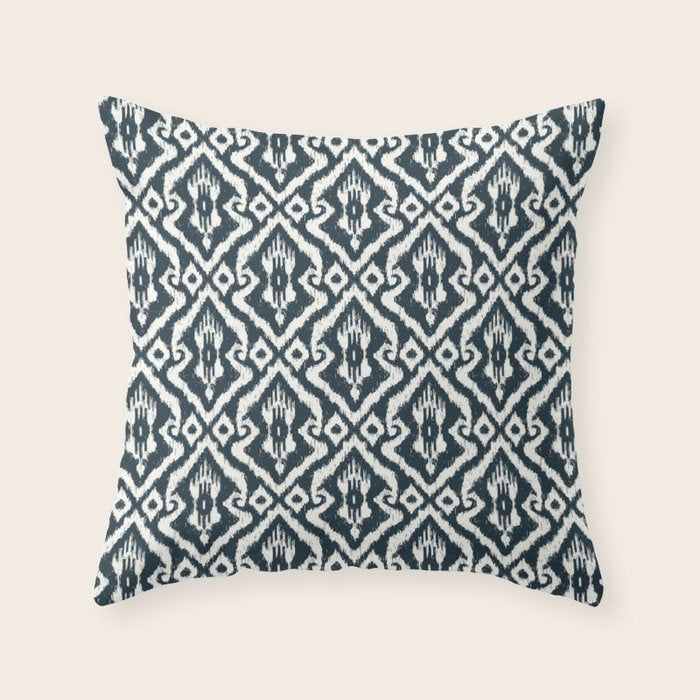 Modern Ikat . Navy Throw Pillow Gallery Image 1