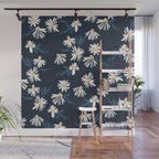Daisy Florals on Navy Wall Mural Gallery Image 1