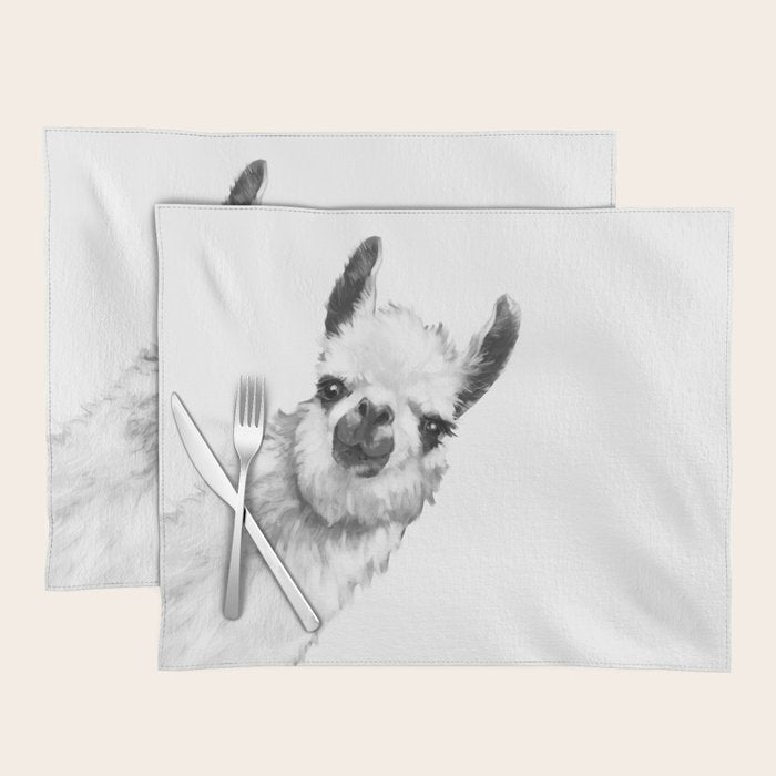 Sneaky Llama Black and White Placemat Gallery Image 1