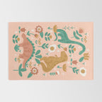 Folk Floral Dinosaurs in Pink Rug Gallery Image 2