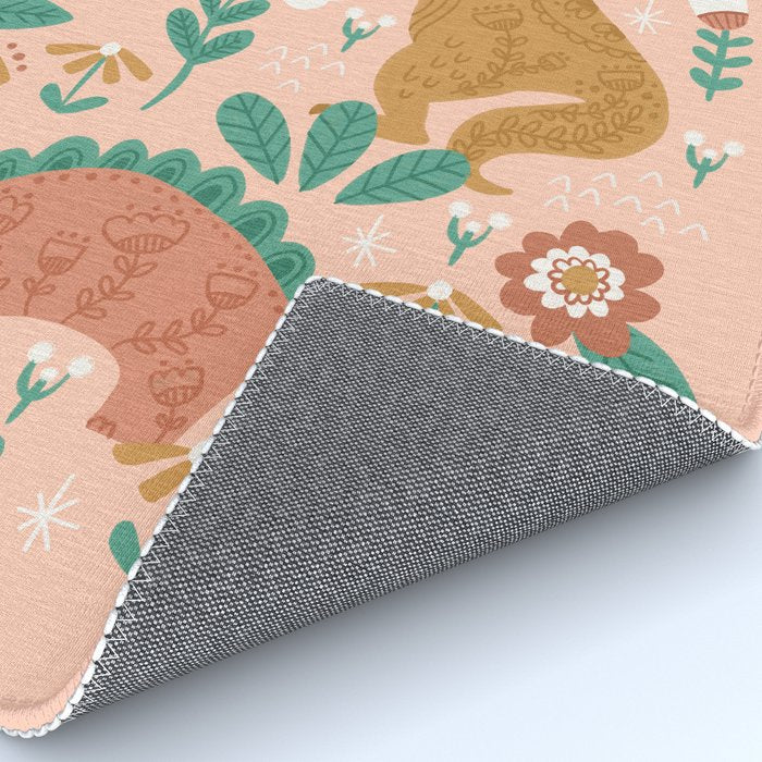Folk Floral Dinosaurs in Pink Rug Gallery Image 4