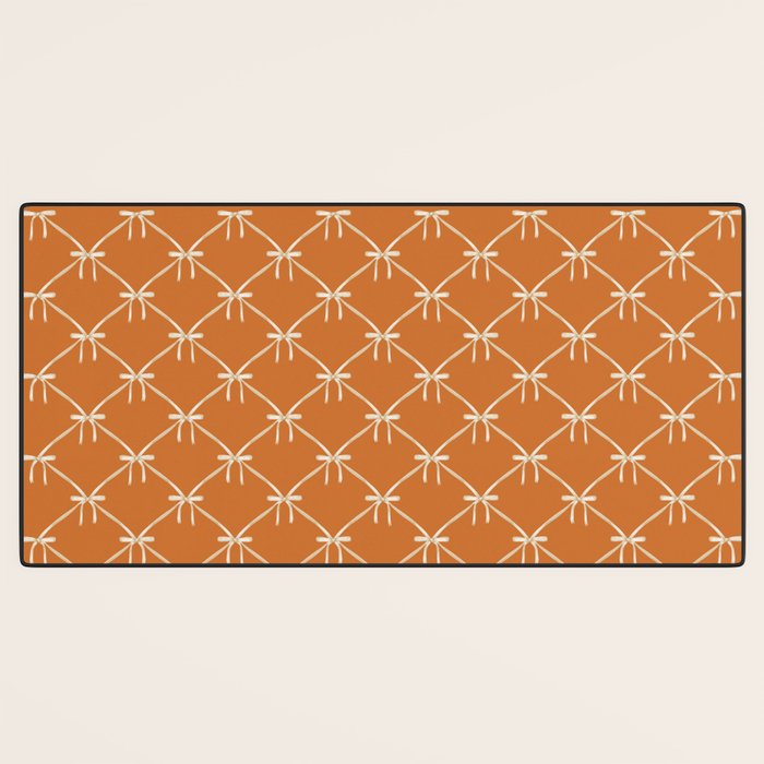 Bows & Ribbons Pattern XV Orange Desk Mat Gallery Image 3