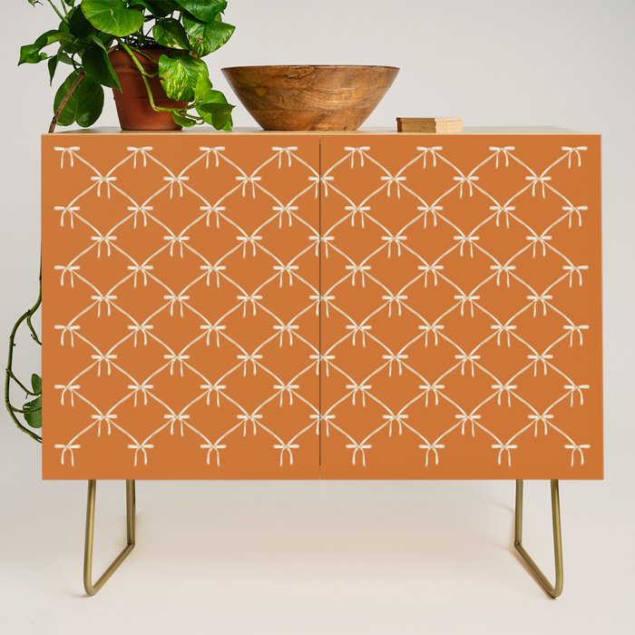 Bows & Ribbons Pattern XV Orange Credenza Gallery Image 1