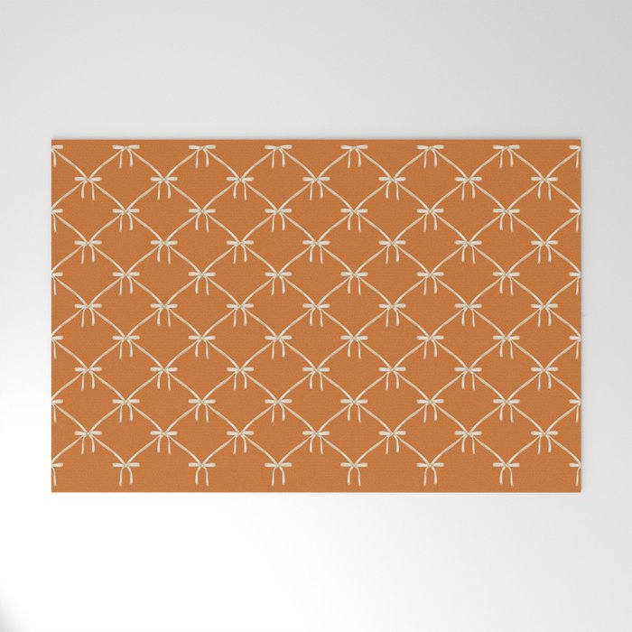 Bows & Ribbons Pattern XV Orange Welcome Mat Gallery Image 1