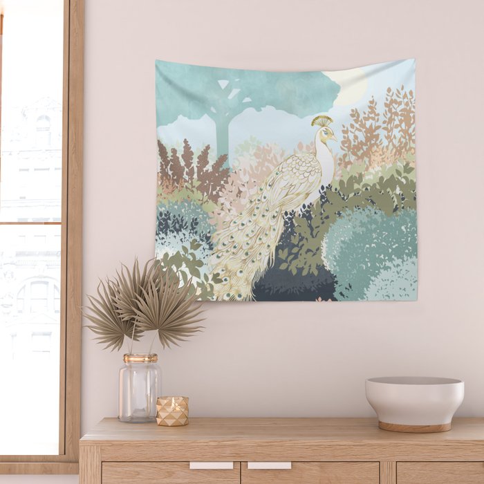 Peacock Garden I Wall Tapestry Gallery Image 2