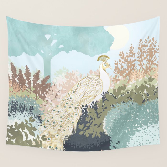Peacock Garden I Wall Tapestry Gallery Image 1