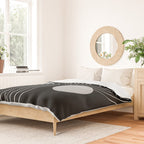 Mid Century Modern Geometric 109 in Black and White (Rainbow and Sun Abstraction) Duvet Cover Gallery Image 2