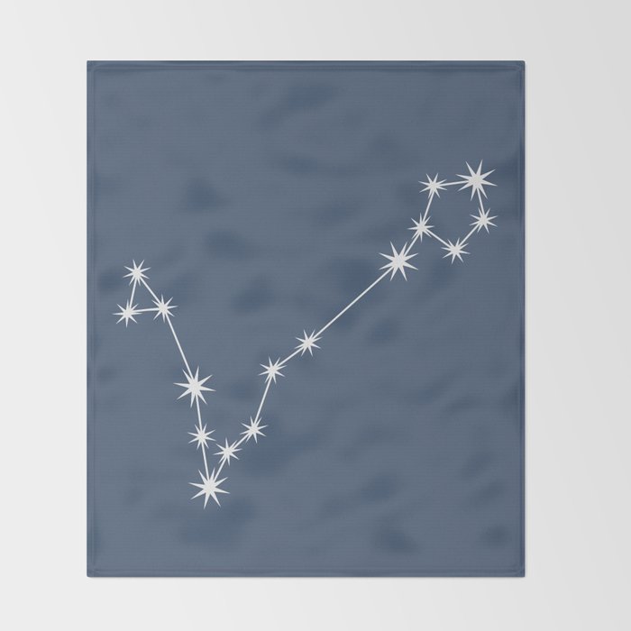Pisces Zodiac Star Constellation Line Art Neutral Blue Throw Blanket Gallery Image 2