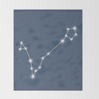 Pisces Zodiac Star Constellation Line Art Neutral Blue Throw Blanket Gallery Image 2