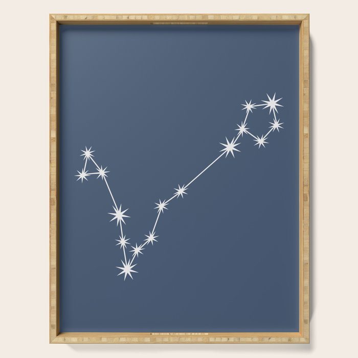 Pisces Zodiac Star Constellation Line Art Neutral Blue Serving Tray Gallery Image 1