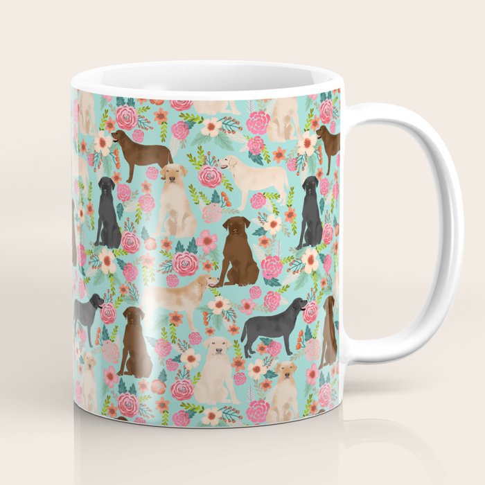 Labrador Retriever dog breed floral pattern for dog lover chocolate lab golden retriever labradors Coffee Mug Gallery Image 1