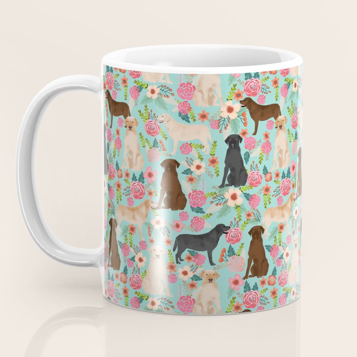 Labrador Retriever dog breed floral pattern for dog lover chocolate lab golden retriever labradors Coffee Mug Gallery Image 3