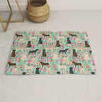 Labrador Retriever dog breed floral pattern for dog lover chocolate lab golden retriever labradors Rug Gallery Image 1