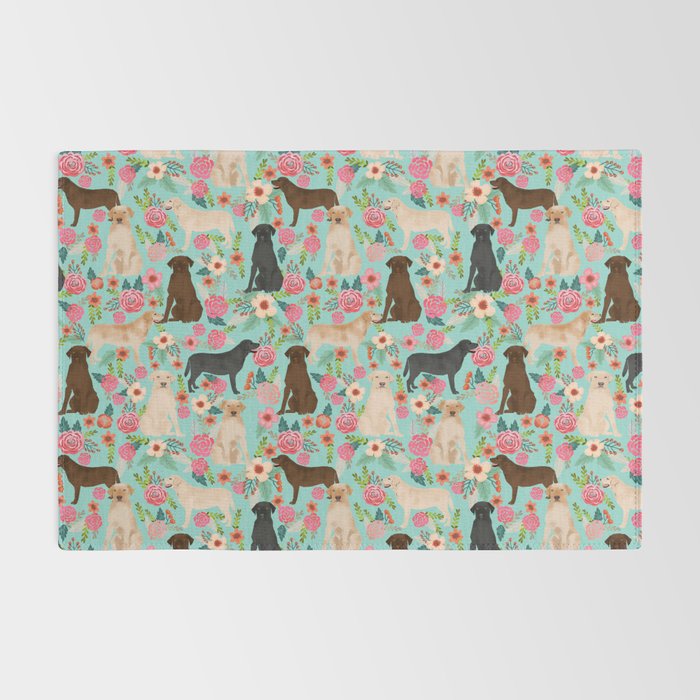 Labrador Retriever dog breed floral pattern for dog lover chocolate lab golden retriever labradors Rug Gallery Image 2