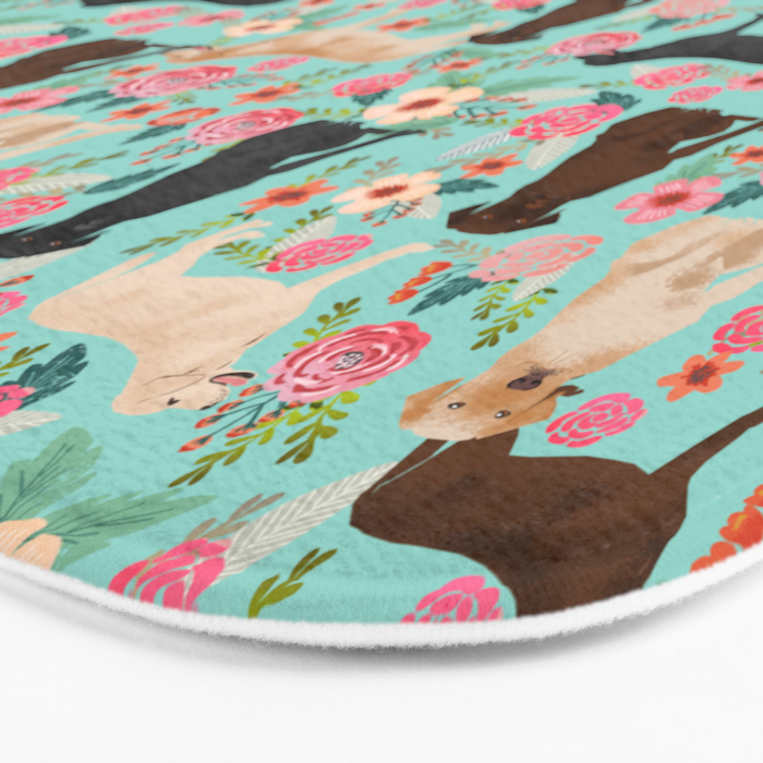 Labrador Retriever dog breed floral pattern for dog lover chocolate lab golden retriever labradors Bath Mat Gallery Image 3