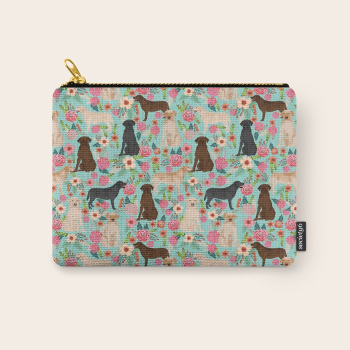 Labrador Retriever dog breed floral pattern for dog lover chocolate lab golden retriever labradors Carry All Pouch Gallery Image 1