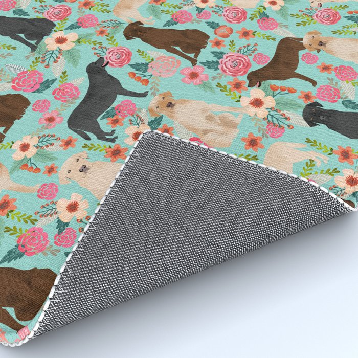Labrador Retriever dog breed floral pattern for dog lover chocolate lab golden retriever labradors Rug Gallery Image 4