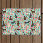Labrador Retriever dog breed floral pattern for dog lover chocolate lab golden retriever labradors Outdoor Rug Gallery Image 1