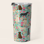 Labrador Retriever dog breed floral pattern for dog lover chocolate lab golden retriever labradors Travel Mug Gallery Image 3