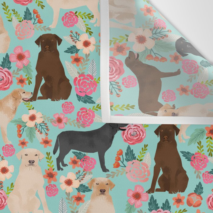 Labrador Retriever dog breed floral pattern for dog lover chocolate lab golden retriever labradors Wall Tapestry Gallery Image 3