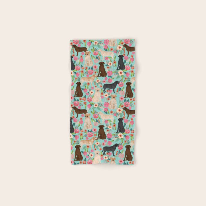 Labrador Retriever dog breed floral pattern for dog lover chocolate lab golden retriever labradors Hand & Bath Towel Gallery Image 1
