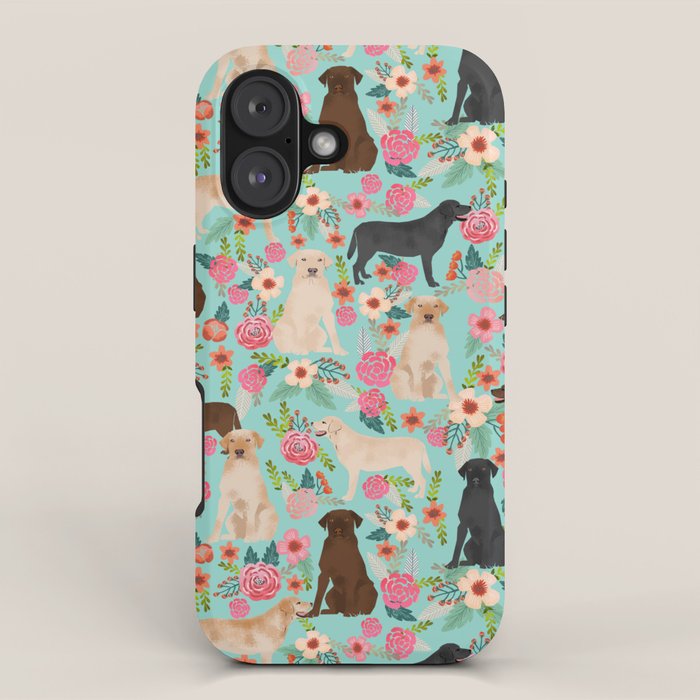 Labrador Retriever dog breed floral pattern for dog lover chocolate lab golden retriever labradors iPhone Case Gallery Image 1