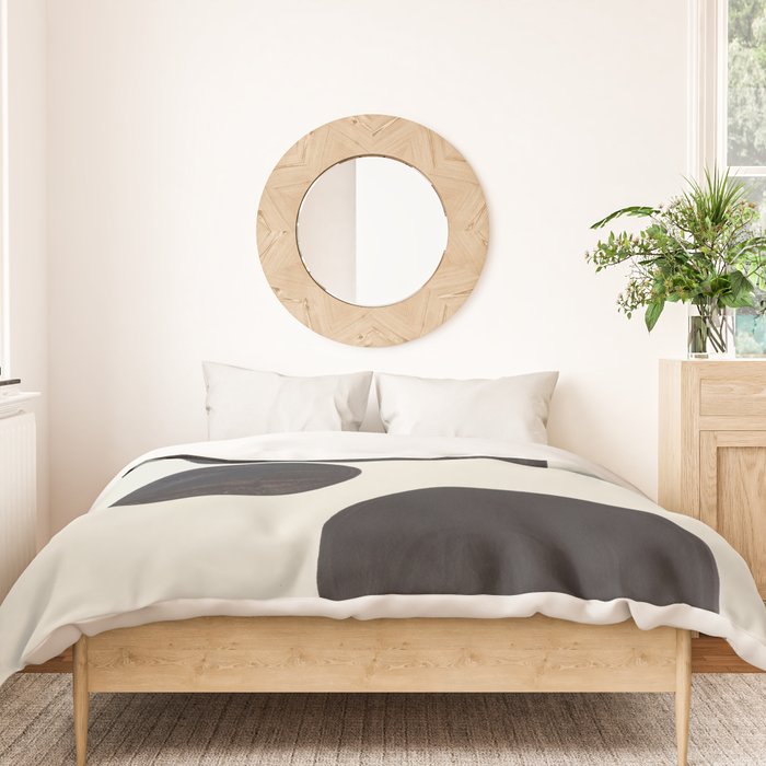 Black & White Minimalist Abstract Shapes Patterns Black Ink Painting Duvet Cover Gallery Image 3