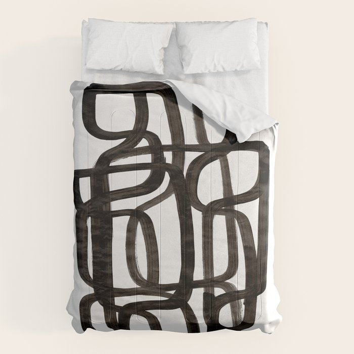 'Writing On The Wall' Mid Century Modern Fun Abstract Shapes  Comforter Gallery Image 6