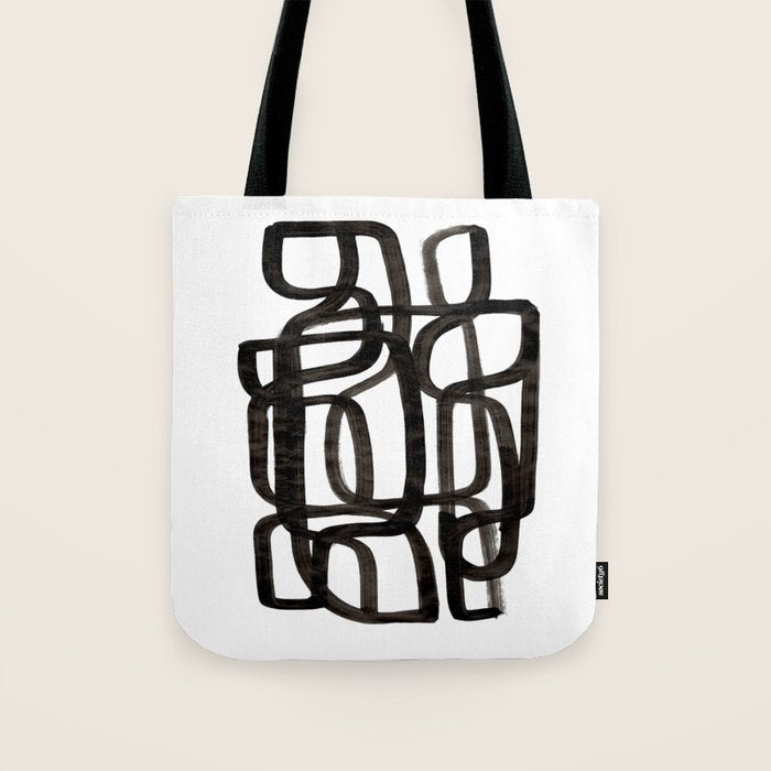 'Writing On The Wall' Mid Century Modern Fun Abstract Shapes  Tote Bag Gallery Image 1