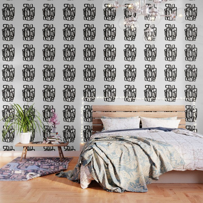 'Writing On The Wall' Mid Century Modern Fun Abstract Shapes  Wallpaper Gallery Image 3