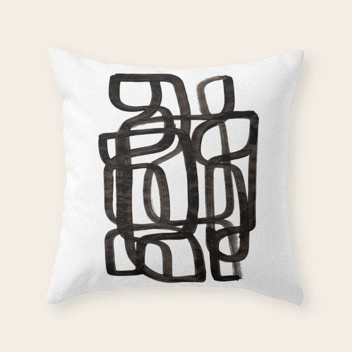 'Writing On The Wall' Mid Century Modern Fun Abstract Shapes  Throw Pillow Gallery Image 6