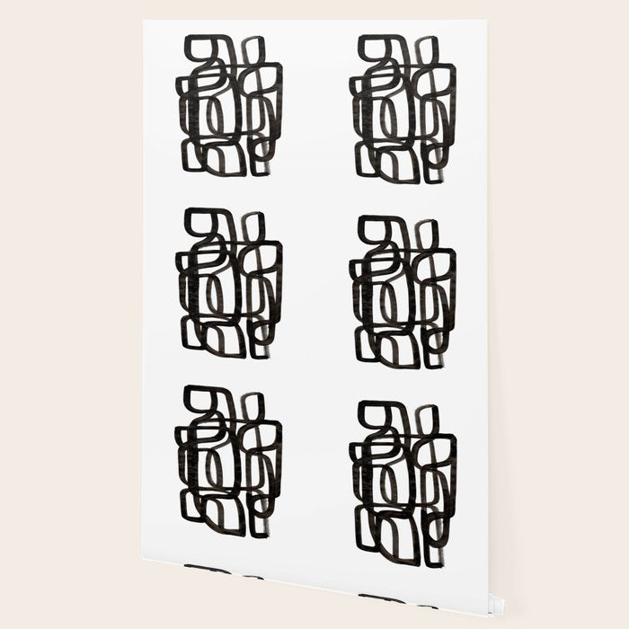 'Writing On The Wall' Mid Century Modern Fun Abstract Shapes  Wallpaper Gallery Image 2