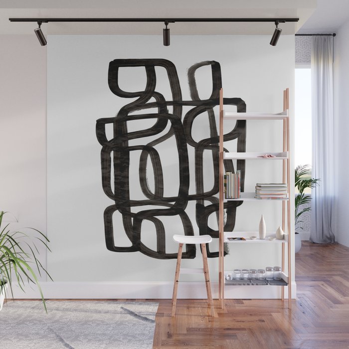 'Writing On The Wall' Mid Century Modern Fun Abstract Shapes  Wall Mural Gallery Image 1